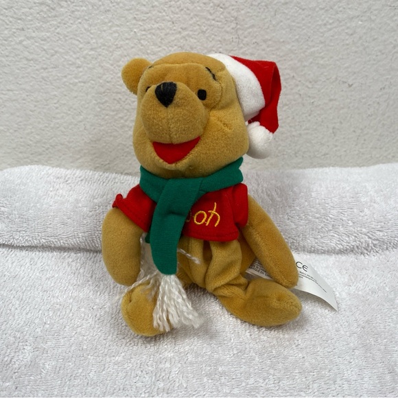 Disney Other - Vintage Disney Winnie The Pooh Santa Hat Scarf Small Plush Kids Collectible